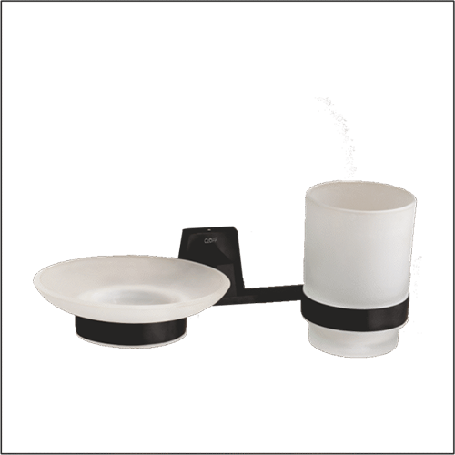 TV-12011 BK Glass Soap Dish & Tumbler Holder (Combo)