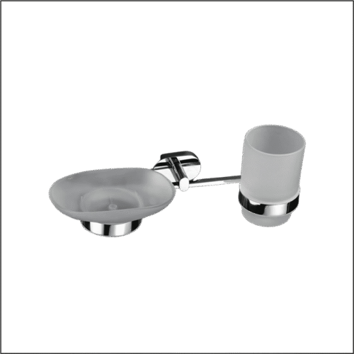 TC-11011-CP Glass Soap Dish & Tumbler Holder (Combo) (RD)